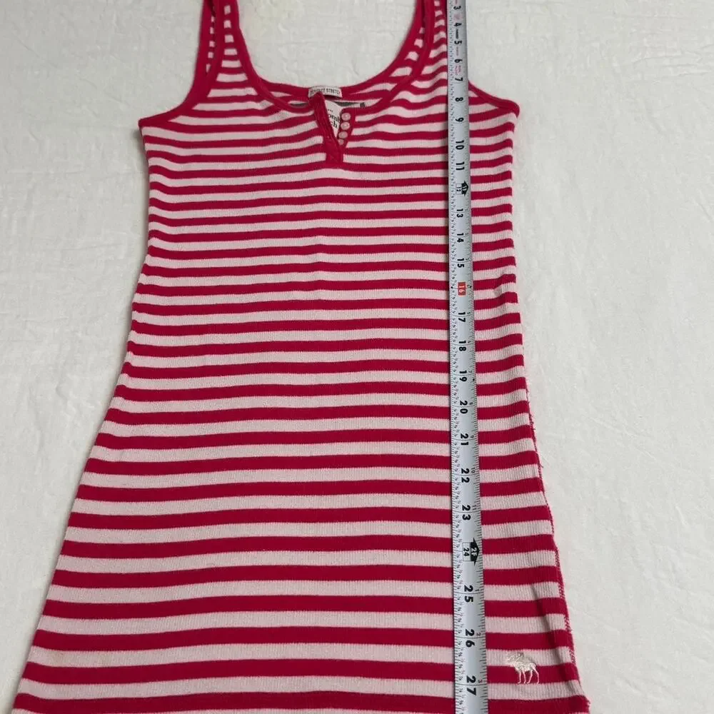 Vintage Y2K Abercrombie & Fitch Pink And White Striped Tank Top Size L